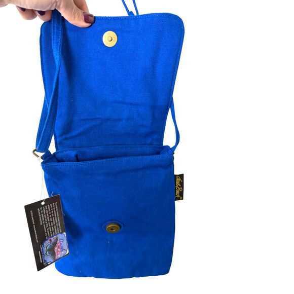 Laurel Burch Blue Aztec Print Cat Crossbody Mini Bag Handbag Purse NEW with Tags - Picture 5 of 6